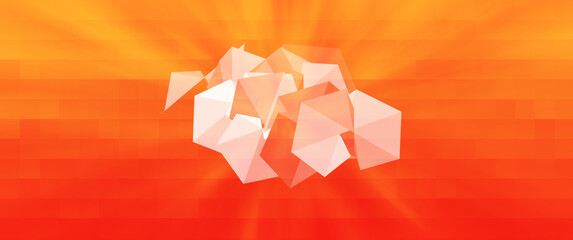 Abstract polygonal ultrawide orange background. Ultrawide modern pattern background.
