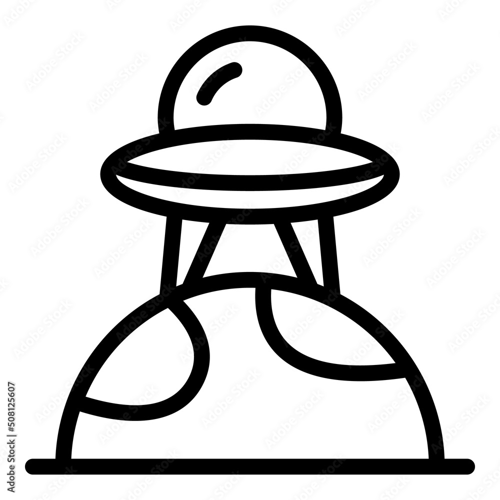 Poster ufo on planet icon outline vector. space alien. spaceship game