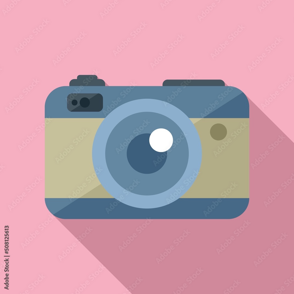 Poster camera icon flat vector. interview crew