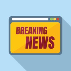 Breaking news icon flat vector. Camera press