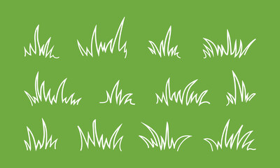 Grass bush line vector icon, green shrub, simple foliage, sketch shrubbery, meadow and landscape, scribble lawn outline design isolated on white background. Nature illustration