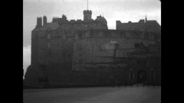 Entering Edinburgh Castle 1934 - Views of Edinburgh Castle, the Gatehouse and the Portcullis Gate in 1934.