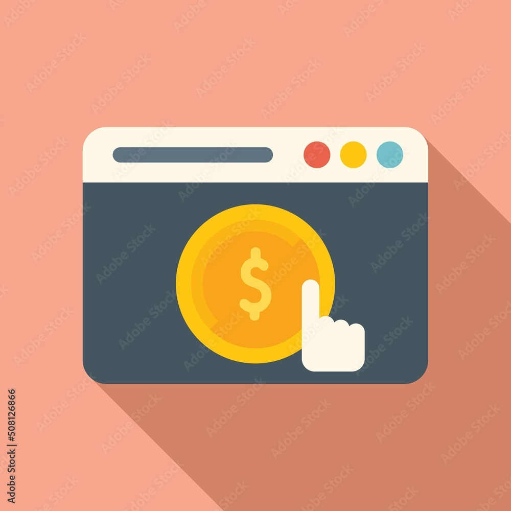 Poster web click monetize icon flat vector. mobile strategy