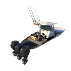 Ship Boat vessel 2 - Perspective B view white background 3D Rendering Ilustracion 3D	