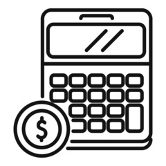 Monetize calculator icon outline vector. Money conversion