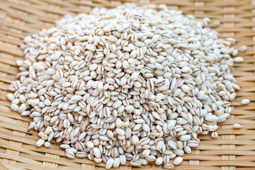Barley grain in bamboo plate