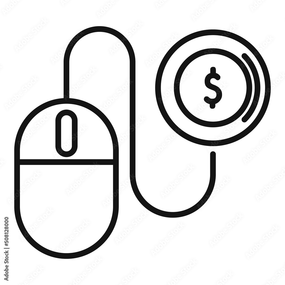 Poster mouse click monetize icon outline vector. media strategy