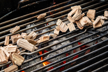 wood chips on the grill