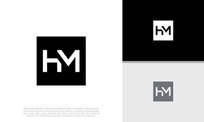 Initial HM logo design. Innovative high tech logo template.