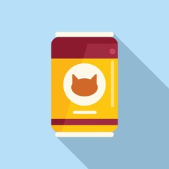 Cat food bottle icon flat vector. Pack snack