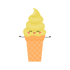 Set of cute ice cream characters Vector illustration of healthy food for takeout, bar or restaurant menu.