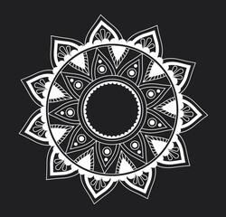 Ornament circle in boho style. Esotericism, mysticism and witchcraft. Unusual geometric shapes. Stylish picture for decorating apartments, decor and interior elements. Cartoon flat vector illustration