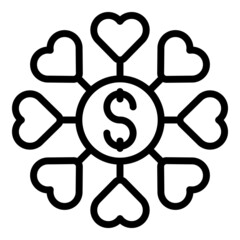 Generosity money flower icon outline vector. Heart love. Person volunteer