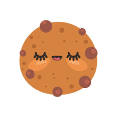 flat kawaii chocolate cookie