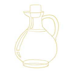 Gold line art bottle of olive oil