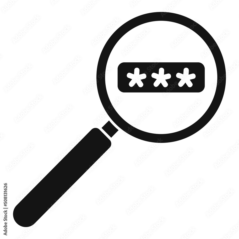 Poster magnifier password recovery icon simple vector. page account
