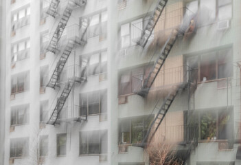 Blurred abstract image of building facade