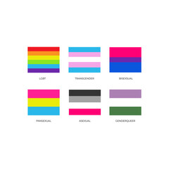 LGBT LGBTQ+ Pride Hearts and Slogans Social Media Post Template. Love is Love, Be Proud, Be Yourself. Hearts in LGBT Flag Colours. Vector Design Element for LGBT Pride Social Post, Square Banner, Logo