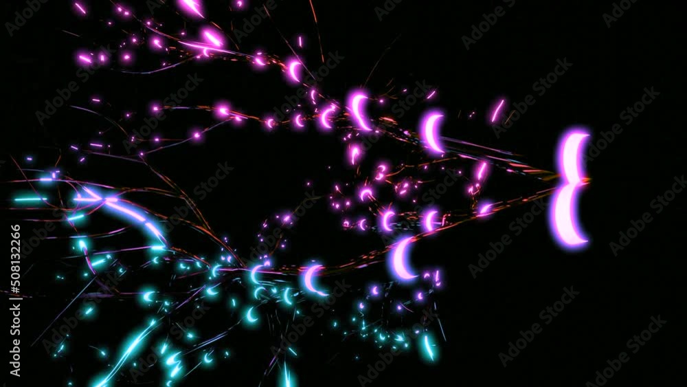 Poster 3d neural network with electrical impulses. design. neural branches with fast glowing pulses on blac