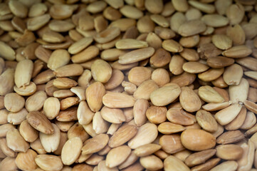 Roasted peeled almonds nuts, tasty healthy vegetarian food