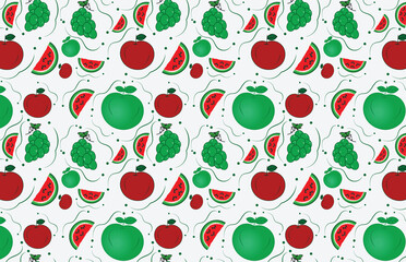 Fruit seamless pattern apple watermelon grape