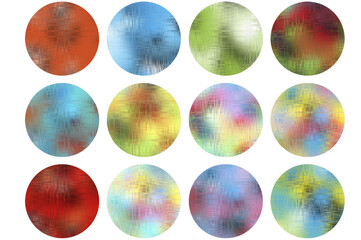 A set of round abstract digital backgrounds for key chains.