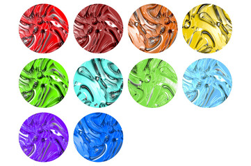A set of round abstract digital backgrounds for key chains.