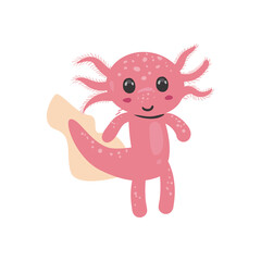flat cute pink axolotl