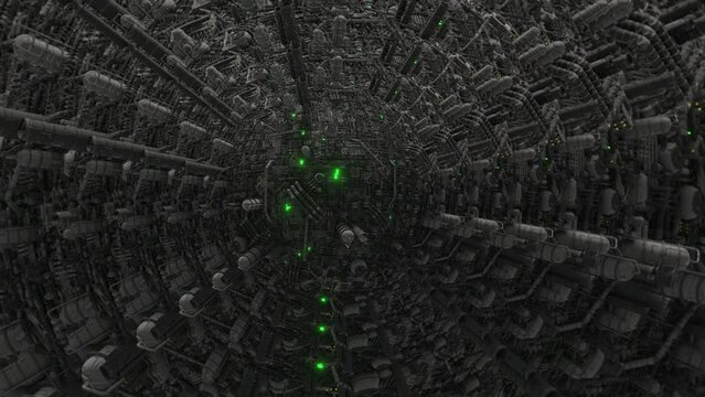 A.I. Supercomputer Mind machine 3d seamless loop animation