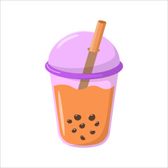 Bubble milk tea vector illustration in flat style isolated on white background