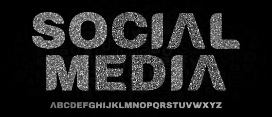Modern creative alphabet with social media icon