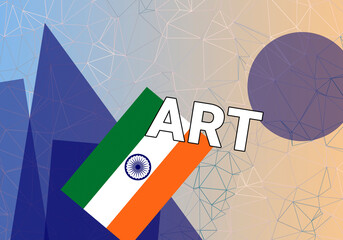India art.  New Delhi  India art creation concept. flag on colorful
