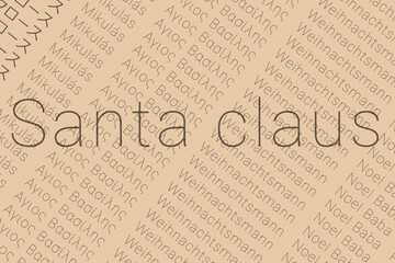 Word Santa claus in languages of world. Logo Santa claus on Golden Craiola color