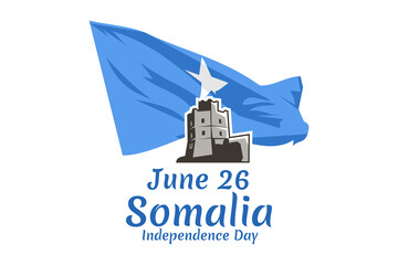 June 26, Independence day of Somalia vector illustration. Suitable for greeting card, poster and banner 