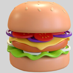 burger icon 3d fast food illustration