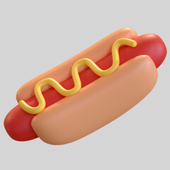hotdog icon 3d fast food illustration