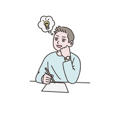 勉強中に閃く人イラスト素材
