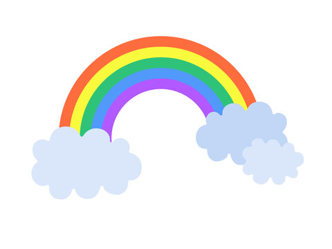 雲にかかる虹のイラスト