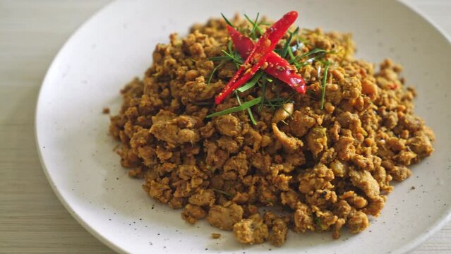 Stir Fried Pork with Yellow Curry Paste - That call Kua Kling is a Southern of Thailand traditional food