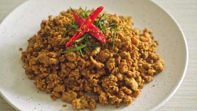 Stir Fried Pork with Yellow Curry Paste - That call Kua Kling is a Southern of Thailand traditional food
