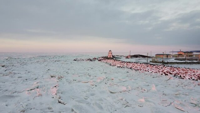 Ice Floes & Fishing Village in Nova Scotia in Winter (Arisaig)