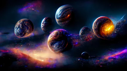 Foto op Canvas planets floating in space digital painting © Native Graphic Arts