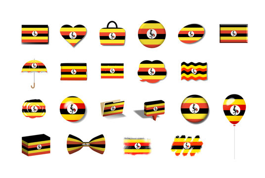 ウガンダ　国旗イラスト21種