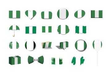 ナイジェリア　国旗イラスト21種