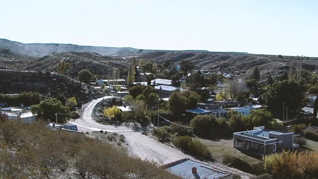 High Angle View of Gaiman, a Welsh Colonial Village near Trelew, Chubut Province, Patagonia, Argentina, South America.  