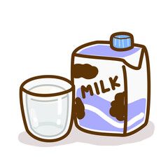 Cartoon milk on white background.