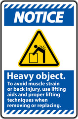 Obraz premium Notice Heavy Object Use Lifting Aids Label On White Background