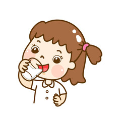Fototapeta na wymiar Cartoon cute kids drinking milk.