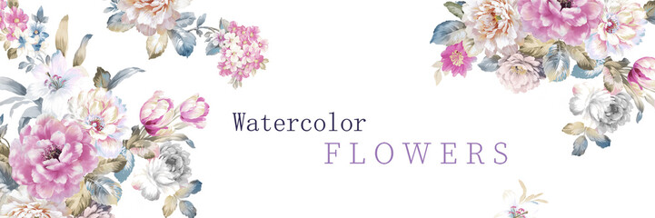 Watercolor Flower Collection ，watercolor flowers illustration