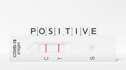 Positive test result by using rapid test device for COVID-19. 3d illustration